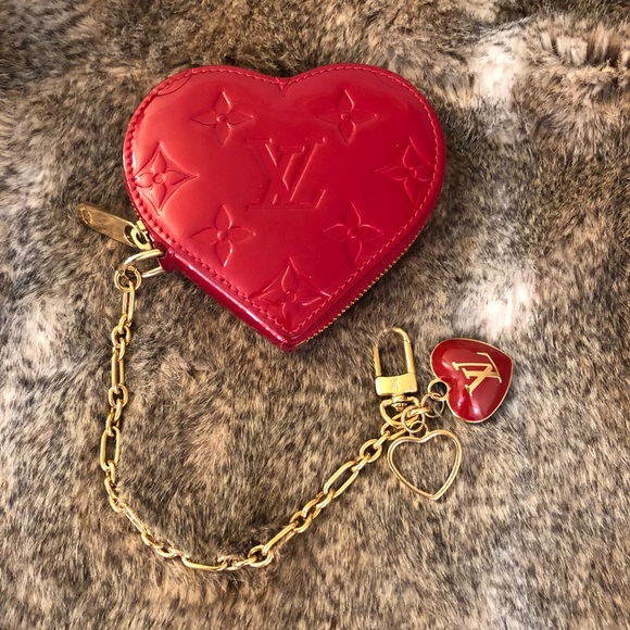 vuitton red heart purse